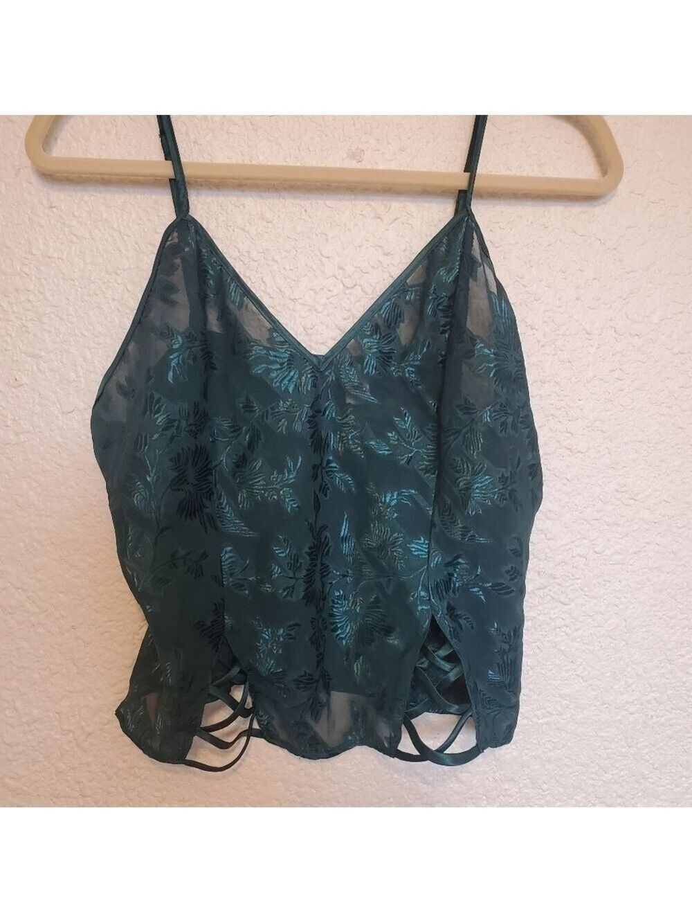 Frederick's Of Hollywood Lingerie Camisole 2pc Set Hunter Green ( L )